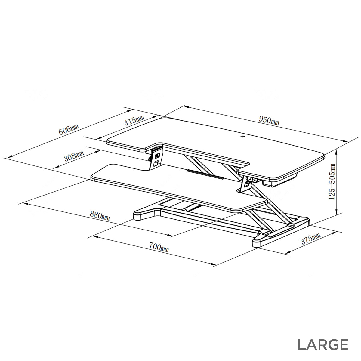 Elevate Electric Standing Desk Converter Large Dimensions