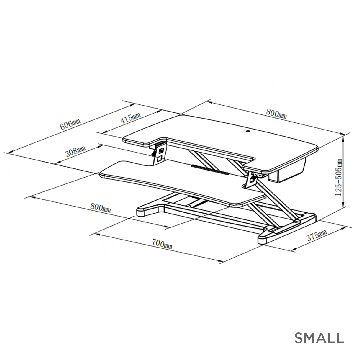 Elevate Electric Standing Desk Converter Small Dimensions