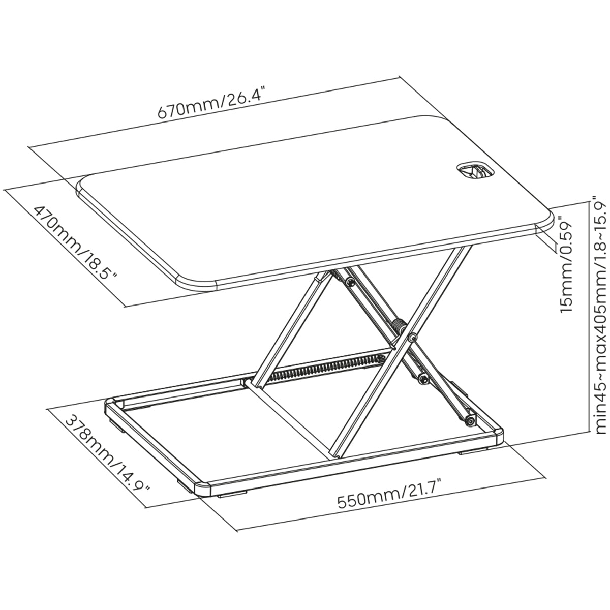 Elevate Laptop Standing Desk Converter Dimensions