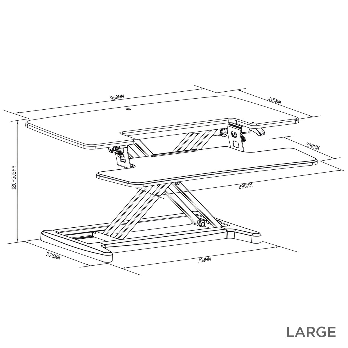 Elevate Standing Desk Converter Large Dimensions