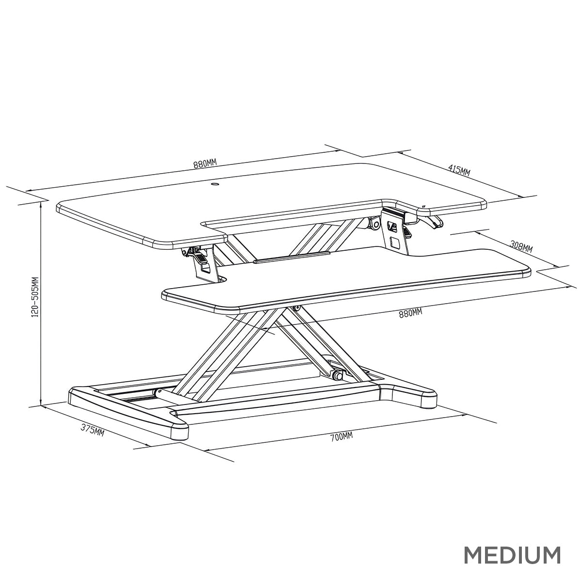 Elevate Standing Desk Converter Medium Dimensions