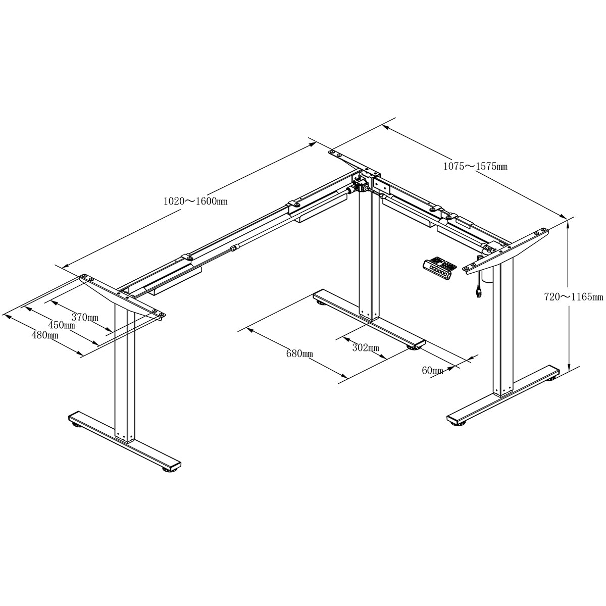 Standing Desk Three-Legged 
Dimensions